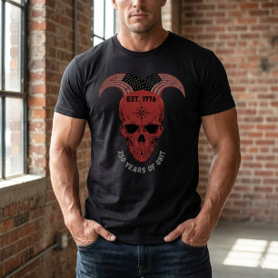250 Years of Grit Patriotic Red Skull T-Shirt