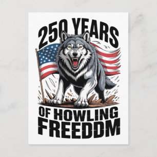 250 Years of Howling Freedom Wolf Art Postcard