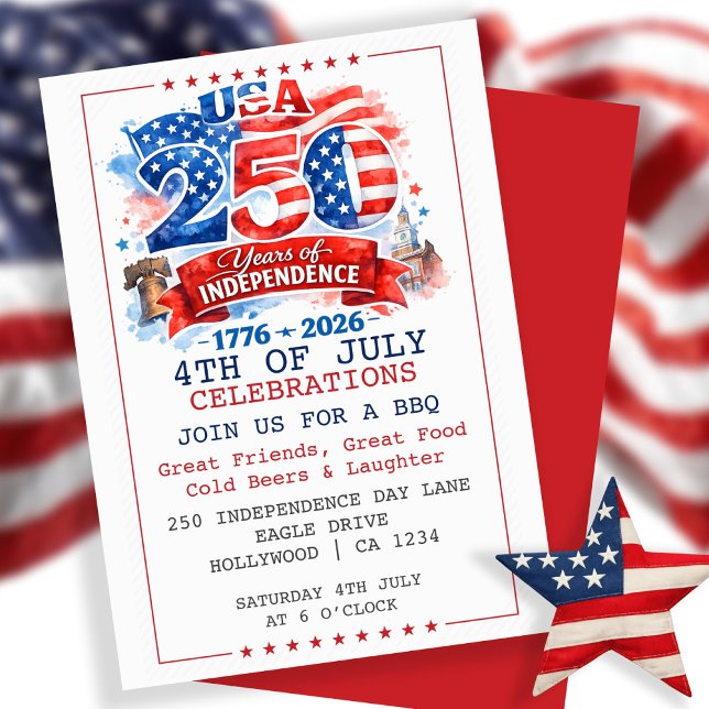 250 Years of Independence 4th of July Party Invitation (250 Years of Independence 4th of July Party Invitation
by Ricaso. Special anniversary addition.)