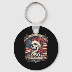 250 Years Of Legend Patriotic Skull Rose Aamerican Key Ring