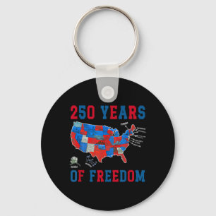 250 Years of Stars Stripes - USA MAP Key Ring