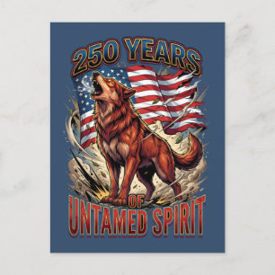 250 Years of Untamed Spirit Red Wolf Art Postcard