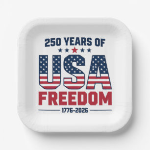 250 Years Of USA Freedom 1776 2026 Patriotic Paper Plate