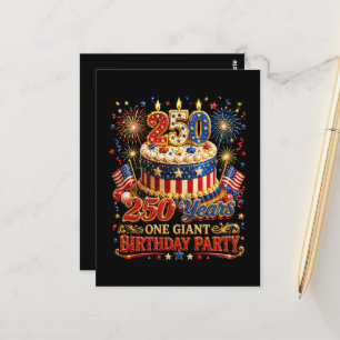 250 Years One Giant Birthday 250 Anniversary USA Postcard