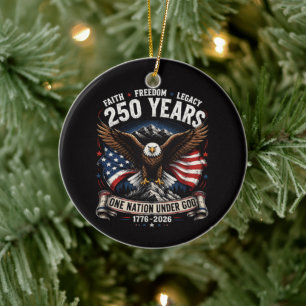 250 Years One Nation Under God Eagle Ceramic Tree Decoration