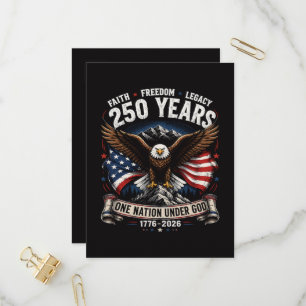 250 Years One Nation Under God Eagle Invitation Postcard