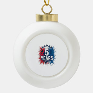 250 Years Patriotic Jets Anniversary Vector Design Ceramic Ball Christmas Ornament