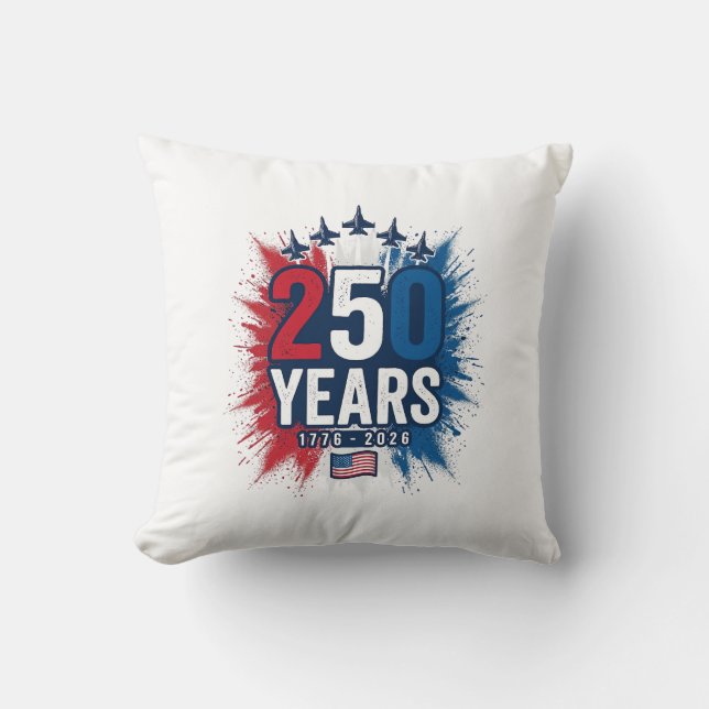 250 Years Patriotic Jets Anniversary Vector Design Cushion (Front)