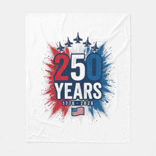 250 Years Patriotic Jets Anniversary Vector Design Fleece Blanket