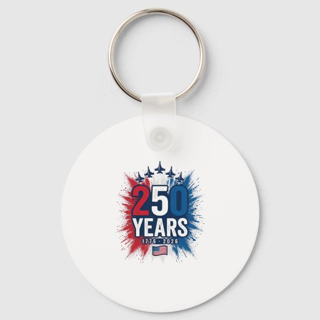 250 Years Patriotic Jets Anniversary Vector Design Key Ring (Front)