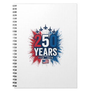 250 Years Patriotic Jets Anniversary Vector Design Notebook