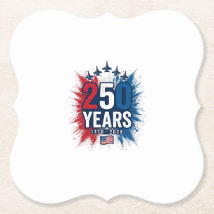 250 Years Patriotic Jets Anniversary Vector Design Paper Coaster