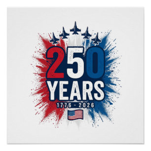 250 Years Patriotic Jets Anniversary Vector Design Poster