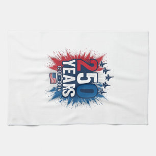 250 Years Patriotic Jets Anniversary Vector Design Tea Towel