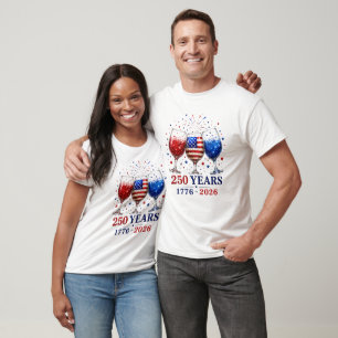 250 Years Patriotic Wine Glass Celebration T-Shirt