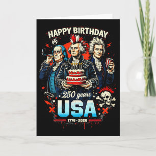 250 Years Punk Rock Usa Founding Fathers 1776 4th  Card