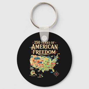 250 Years United States Map Patriotic Art For Free Key Ring
