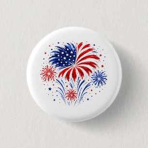 250 Years USA 1776–2026 Fireworks 3 Cm Round Badge