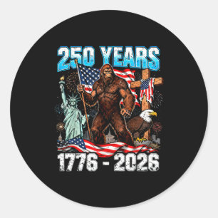 250 years usa 1776 2026 patriotic freedom bigfoot classic round sticker