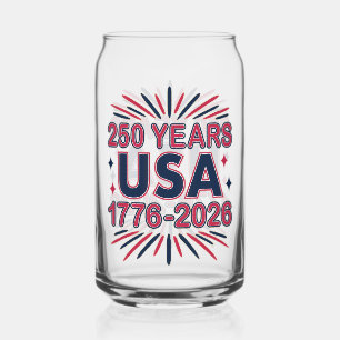 250 Years USA 1776–2026 Semiquincentennial Can Glass