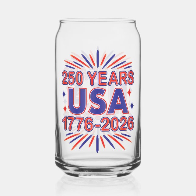 250 Years USA | 1776–2026 Semiquincentennial Can Glass (Front)