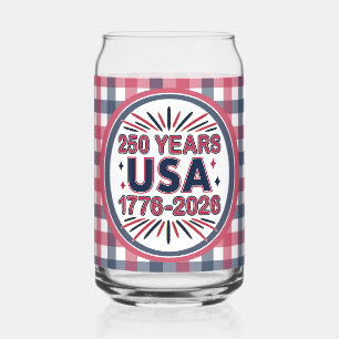 250 Years USA   1776–2026 Semiquincentennial Can Glass