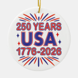 250 Years USA   1776–2026 Semiquincentennial Ceramic Tree Decoration