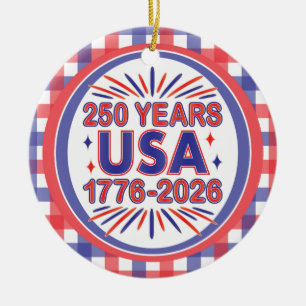 250 Years USA   1776–2026 Semiquincentennial Ceramic Tree Decoration