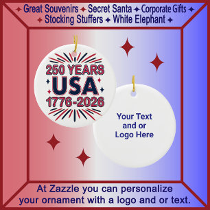 250 Years USA   1776–2026 Semiquincentennial Ceramic Tree Decoration