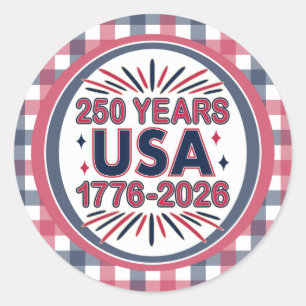 250 Years USA   1776–2026 Semiquincentennial Classic Round Sticker