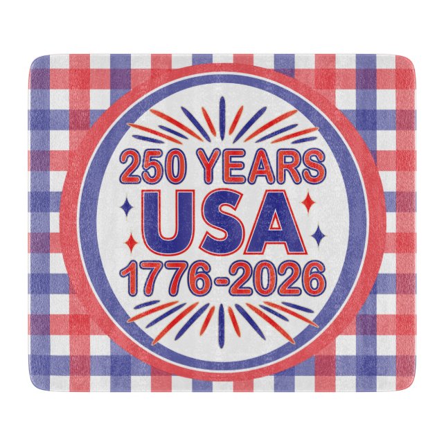 250 Years USA | 1776–2026 Semiquincentennial Cutting Board (Front)
