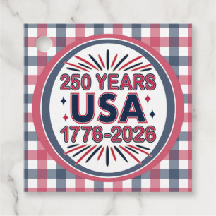 250 Years USA 1776–2026 Semiquincentennial Favour Tags