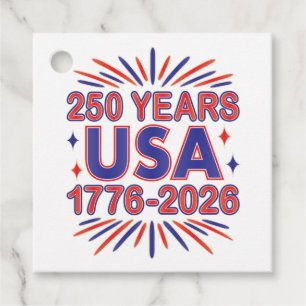 250 Years USA 1776–2026 Semiquincentennial Favour Tags