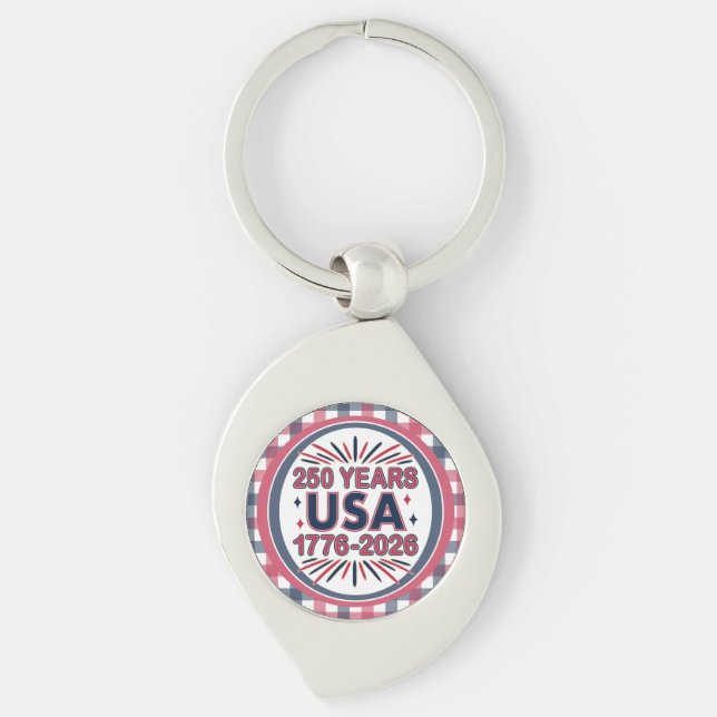 250 Years USA | 1776–2026 Semiquincentennial Key Ring (Front)