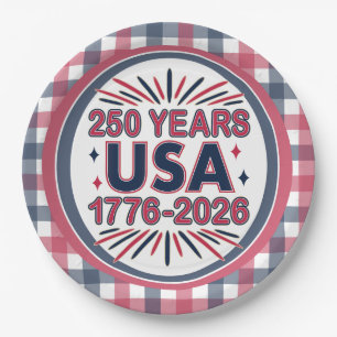 250 Years USA   1776–2026 Semiquincentennial Paper Plate