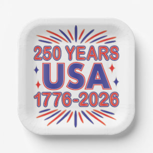 250 Years USA   1776–2026 Semiquincentennial Paper Plate