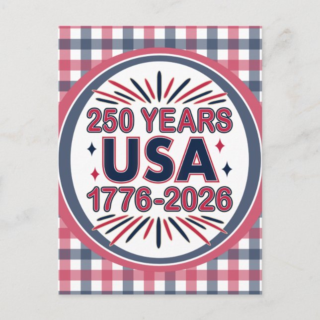 250 Years USA | 1776–2026 Semiquincentennial Postcard (Front)