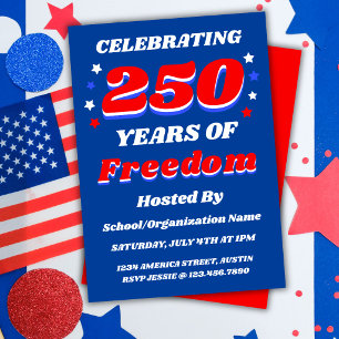 250 Years USA Editable Personalised Patriotic Invitation