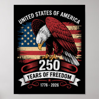 250 Years Usa Flag American 250th Anniversary Patr Poster