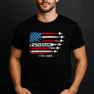 250 Years USA Jets Patriotic Red White Blue T-Shirt