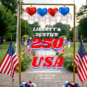 250 Years USA Liberty & Justice Celebration Acrylic Sign