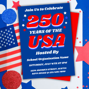 250 Years USA Party Customisable Patriotic Invitation