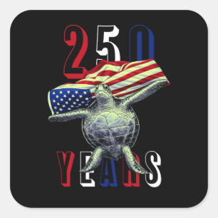 250 Years USA Patriotic Turtle Square Sticker
