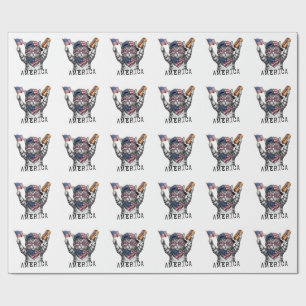 250th America Liberty Free Patriotic Stripes Cat Wrapping Paper