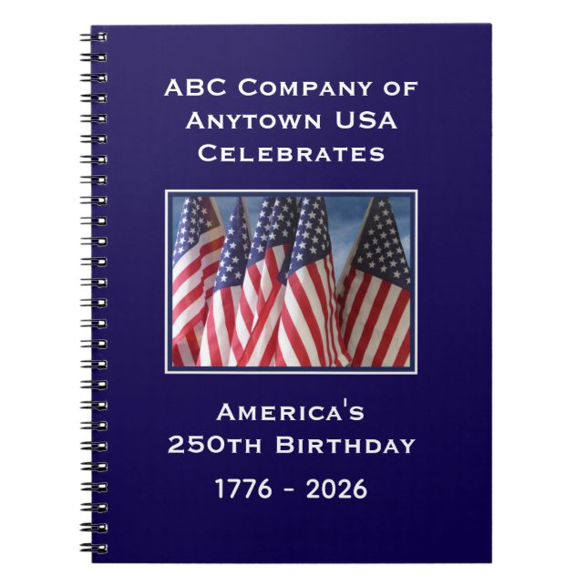 250th Anniversary 1776 to 2026 USA America Notebook (Front)