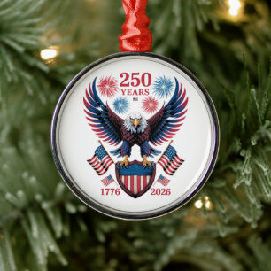 250th anniversary 250 years usa 1776 metal tree decoration