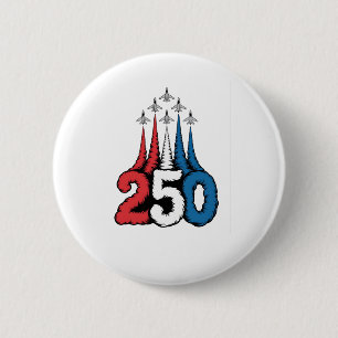 250th Anniversary 4th Of July Jet Patriotic 6 Cm Round Badge