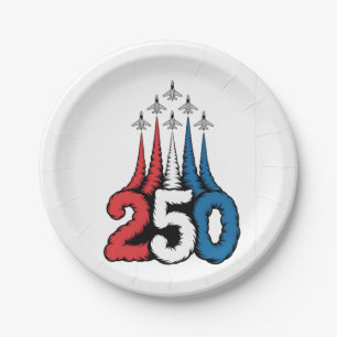 250th Anniversary 4th Of July Jet Patriotic   Paper Plate