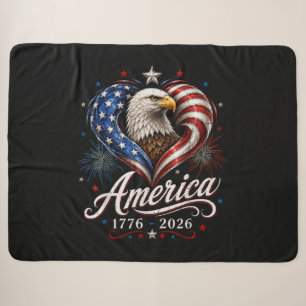250th Anniversary America Flag Eagle 250 Years Sherpa Blanket