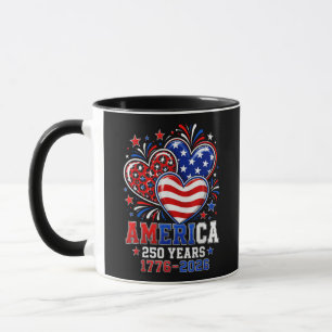 250th Anniversary America Flag Heart 250 Year Wome Mug